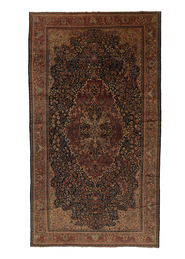 36126 Persian Rug Farahan Handmade Area Antique Traditional 12'0'' x 21'10'' -12x22- Red Blue Floral Design