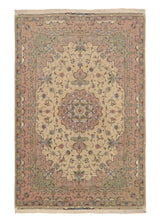 36131 Persian Rug Tabriz Handmade Area Traditional 6'7'' x 9'8'' -7x10- Whites Beige Pink Naghsh Floral Design