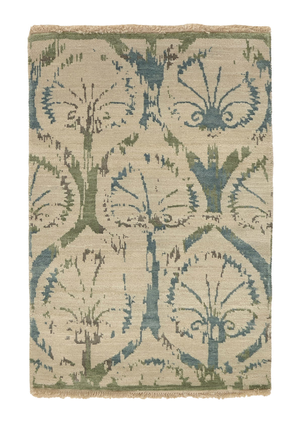 36141 Oriental Rug Indian Handmade Area Transitional 2'2'' x 3'2'' -2x3- Whites Beige Panel Design