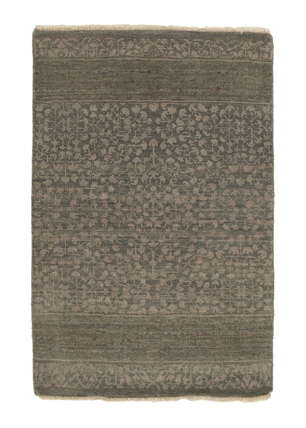 36142 Oriental Rug Indian Handmade Area Transitional 2'0'' x 3'0'' -2x3- Gray Floral Design