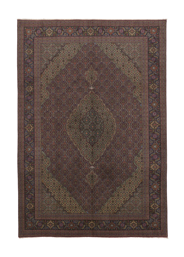 36154 Persian Rug Tabriz Handmade Area Traditional 6'6'' x 9'8'' -7x10- Whites Beige Purple Mahi Fish Design