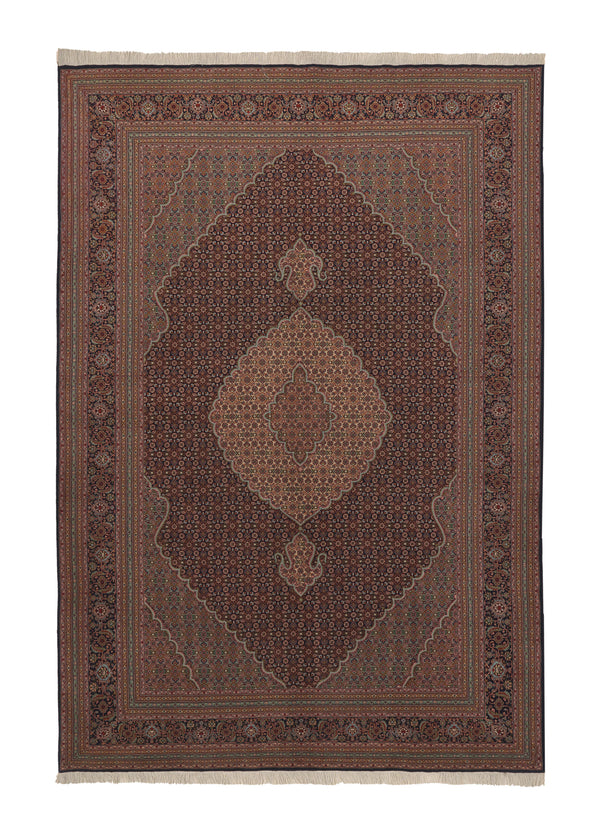 36155 Persian Rug Tabriz Handmade Area Traditional 6'8'' x 9'8'' -7x10- Blue Green Mahi Fish Design