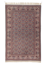 473 Persian Rug Kashan Handmade Area Traditional 4'8'' x 7'3'' -5x7- Red Blue Mina Khanom Animals Adib Design