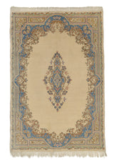 5348 Persian Rug Kerman Handmade Area Traditional 5'7'' x 8'5'' -6x8- Whites Beige Blue Open Field Design