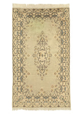 5453 Persian Rug Kerman Handmade Area Traditional 4'0'' x 7'0'' -4x7- Whites Beige Yellow Gold Open Field Floral Design