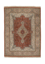 6351 Oriental Rug Indian Handmade Area Traditional 8'11'' x 11'10'' -9x12- Whites Beige Red Floral Design