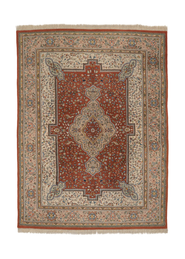 6351 Oriental Rug Indian Handmade Area Traditional 8'11'' x 11'10'' -9x12- Whites Beige Red Floral Design