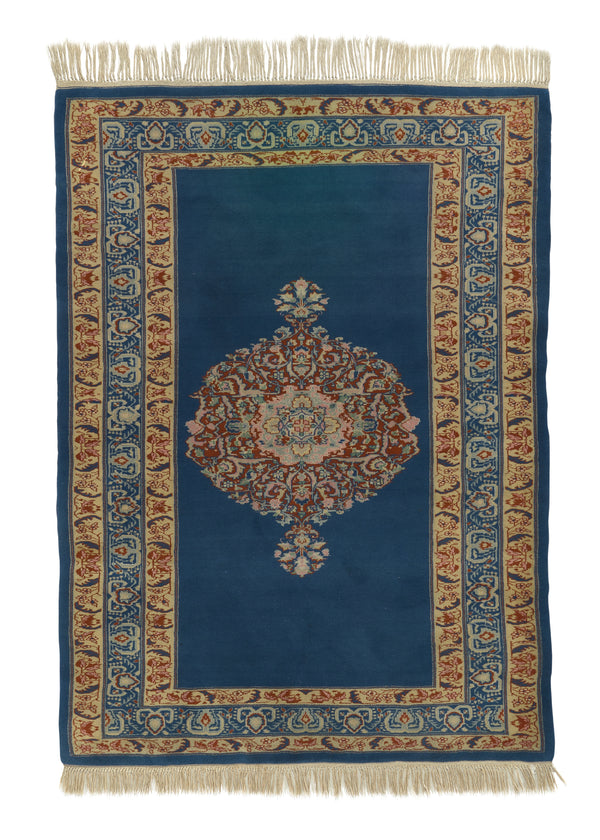 9063 Oriental Rug Pakistani Handmade Area Traditional 4'2'' x 5'10'' -4x6- Blue Yellow Gold Open Field Design