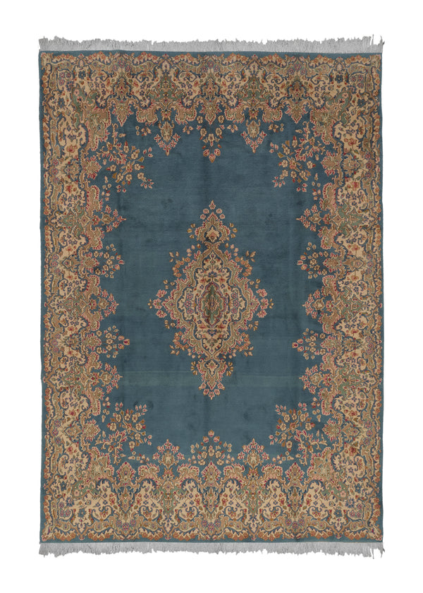 9460 Persian Rug Kerman Handmade Area Traditional 8'7'' x 12'6'' -9x13- Blue Open Field Floral Design