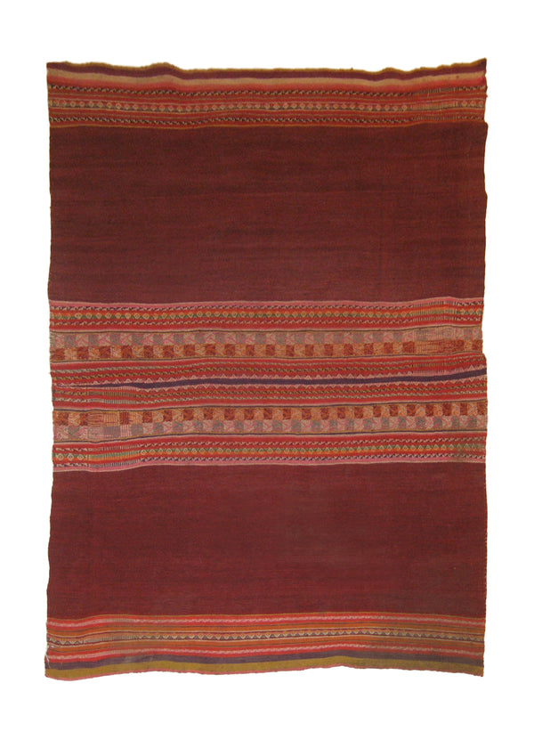 A11571 Native American Rug South America Handmade Area Tribal 2'6'' x 3'5'' -3x3- Red Geometric Design