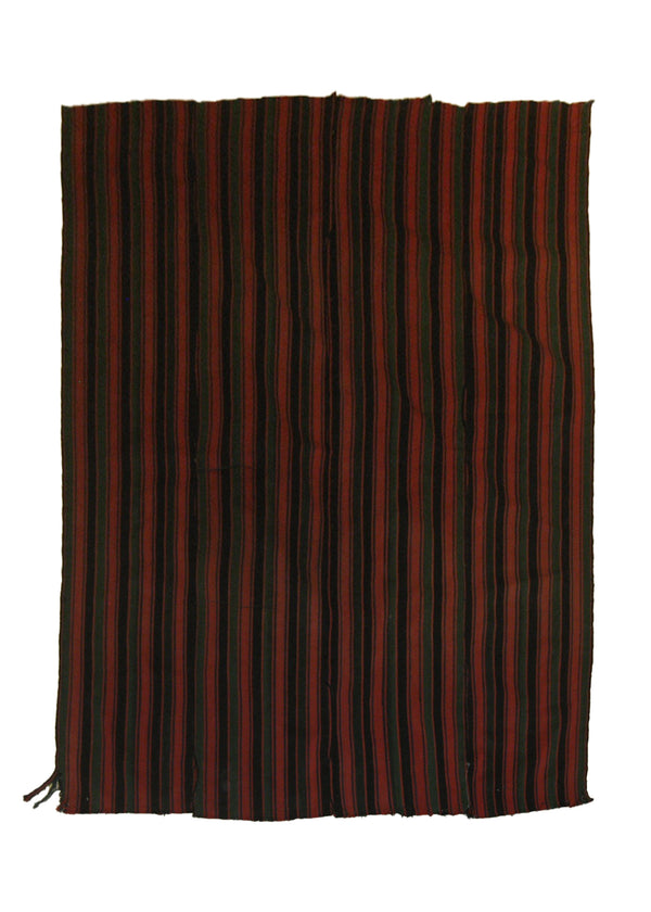 A13873 Caucasian Rug Jajim Handmade Area Tribal Antique 3'0'' x 4'3'' -3x4- Red Green Black Stripes Design
