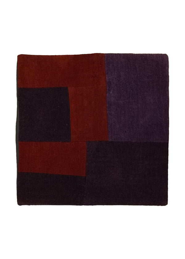 A15757 Oriental Rug Turkish Handmade Pillow Tribal 1'6'' x 1'6'' -2x2- Red Purple Geometric Design