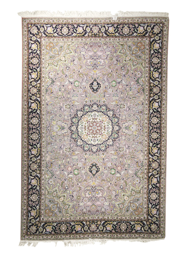 A16141 Persian Rug Tabriz Handmade Area Traditional 6'7'' x 10'1'' -7x10- Purple Blue Green Naghsh Floral Design