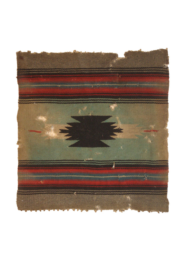 A17895 Native American Rug Navajo Handmade Area Tribal Antique 1'6'' x 1'6'' -2x2- Gray Blue Red Geometric Design
