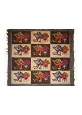 A18068 Native American Rug Peru Handmade Area Tribal 3'11'' x 4'9'' -4x5- Brown Gray Pink Pictorial Design