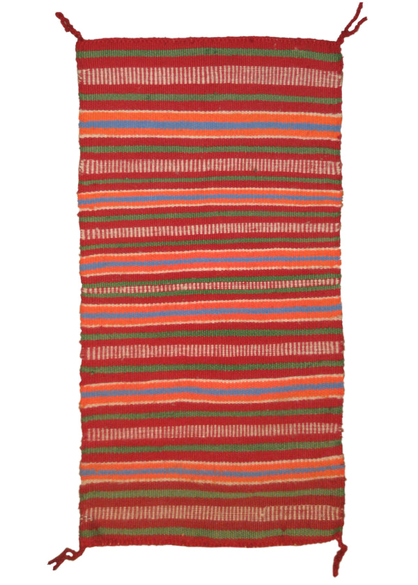 A20061 Oriental Rug Moroccan Handmade Area Tribal 0'11'' x 1'10'' -1x2- Red Green Multi-color Kilim Geometric Design