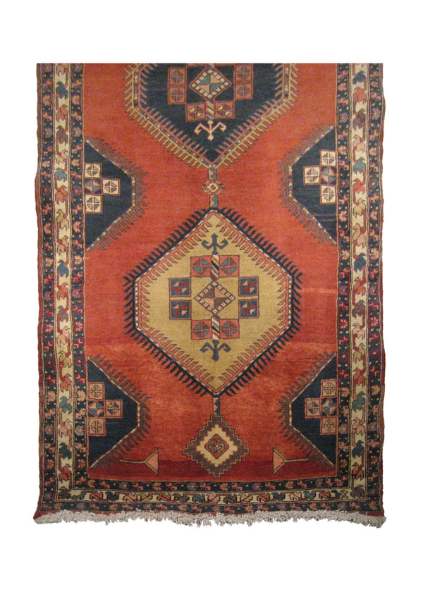 A20181 Caucasian Rug Azerbaijan Handmade Runner Tribal 3'11'' x 14'3'' -4x14- Red Geometric Design