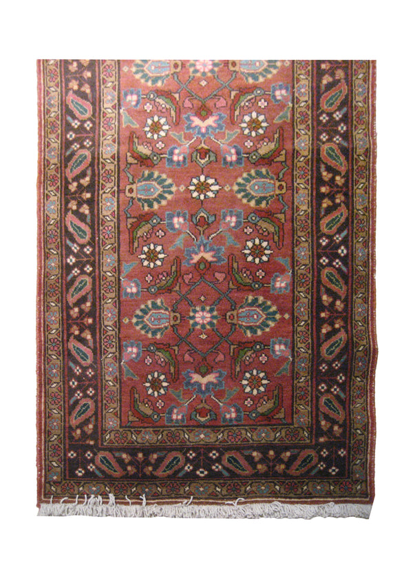 A20185 Caucasian Rug Azerbaijan Handmade Runner Tribal 3'9'' x 14'9'' -4x15- Red Geometric Design