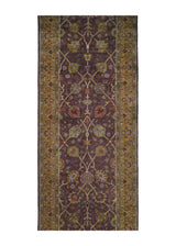 A20190 Oriental Rug Indian Handmade Runner Transitional 2'5'' x 7'9'' -2x8- Purple Yellow Gold Tea Washed Design