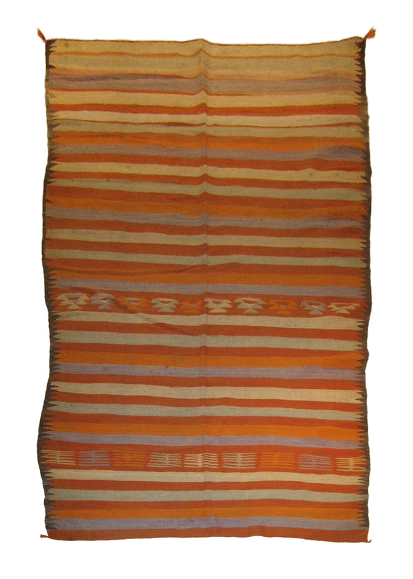 A20703 Persian Rug Ghashghaei Handmade Runner Tribal 3'11'' x 8'10'' -4x9- Orange Whites Beige Kilim Geometric Design