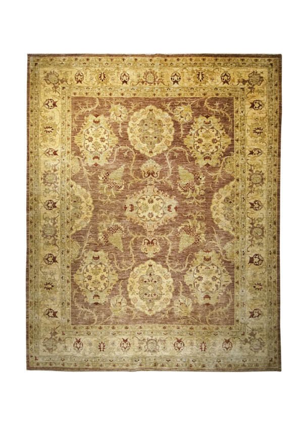 A21991 Oriental Rug Pakistani Handmade Area Transitional 8'2'' x 9'6'' -8x10- Purple Yellow Gold Antique Washed Oushak Floral Design