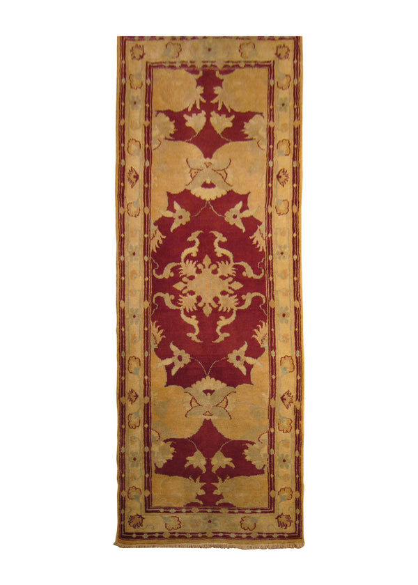 A23868 Persian Rug Mahal Handmade Runner Tribal 3'0'' x 10'0'' -3x10- Red Whites Beige Floral Design