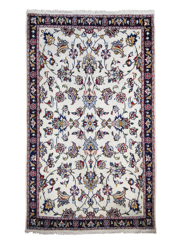 A23874 Persian Rug Sarouk Handmade Area Traditional 3'4'' x 5'7'' -3x6- Whites Beige Blue Floral Design