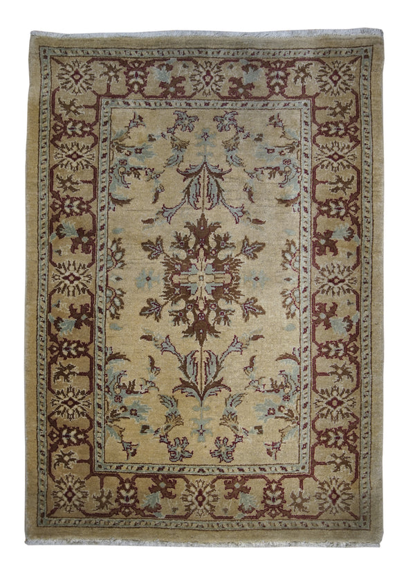 A23876 Persian Rug Mahal Handmade Area Tribal 3'0'' x 5'1'' -3x5- Whites Beige Red Floral Design