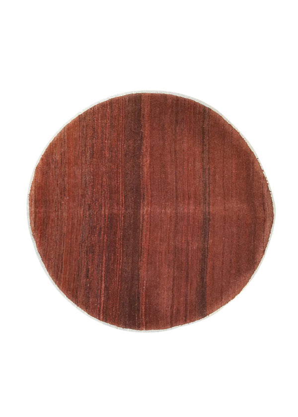 A23892 Persian Rug Gabbeh Handmade Round Tribal 5'11'' x 5'11'' -6x6- Red Plain Stripes Design