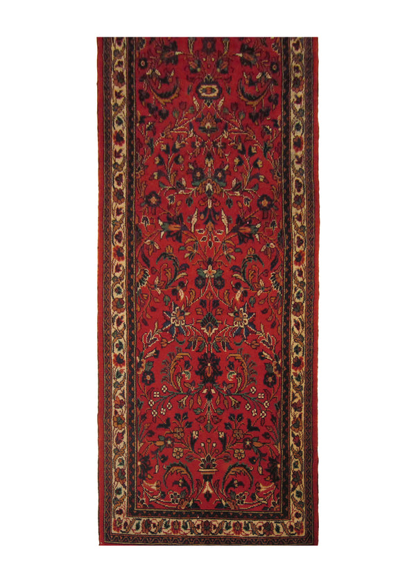A23904 Persian Rug Hamadan Handmade Runner Tribal 2'11'' x 16'11'' -3x17- Red Floral Design