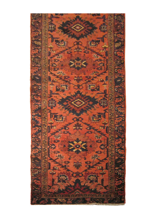 A23905 Persian Rug Hamadan Handmade Runner Tribal 3'5'' x 9'11'' -3x10- Red Geometric Design
