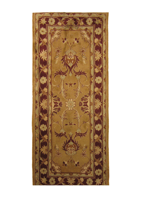 A23918 Persian Rug Mahal Handmade Runner Tribal 3'0'' x 6'8'' -3x7- Whites Beige Red Floral Design