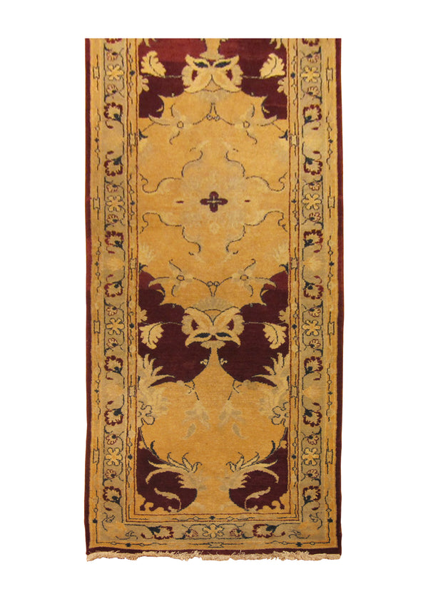 A23919 Persian Rug Mahal Handmade Runner Tribal 3'0'' x 10'5'' -3x10- Red Whites Beige Floral Design