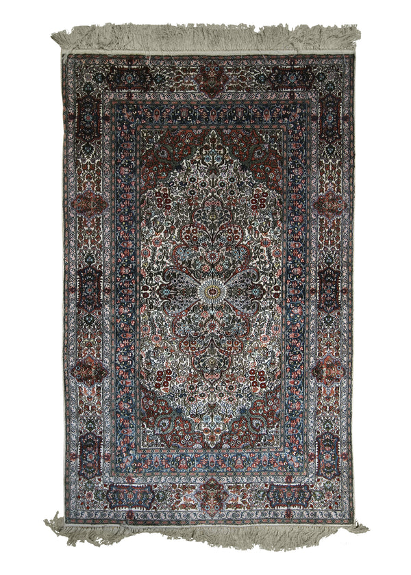 A24171 Oriental Rug Chinese Handmade Area Traditional 3'1'' x 5'0'' -3x5- Whites Beige Green Hereke Floral Design