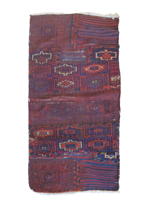 A24287 Oriental Rug Afghan Handmade Saddle Tribal 2'11'' x 5'9'' -3x6- Red Blue Saddle Bag Geometric Design