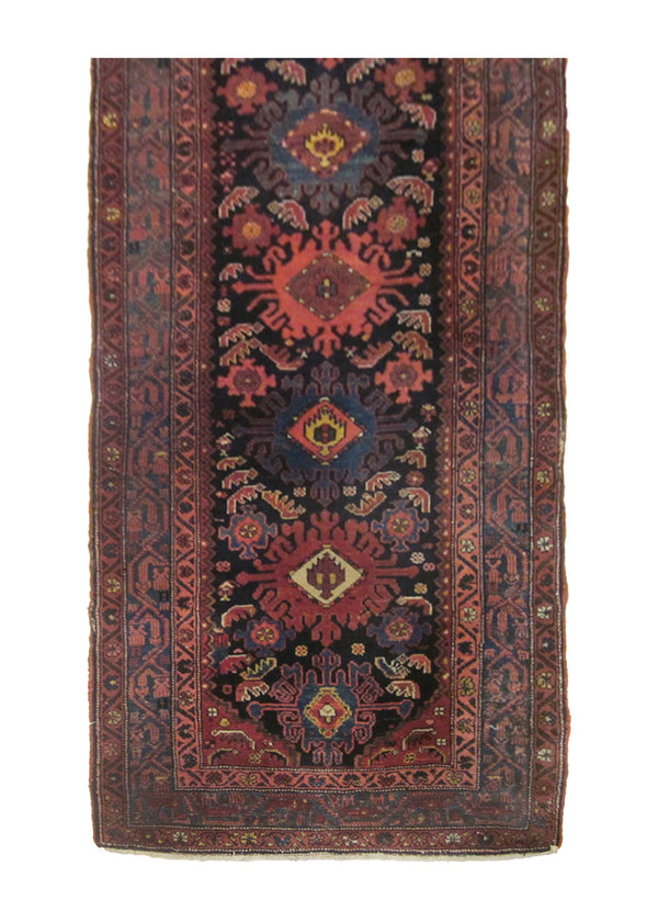 A24291 Persian Rug Malayer Handmade Runner Tribal Antique 3'3'' x 16'8'' -3x17- Red Blue Geometric Design
