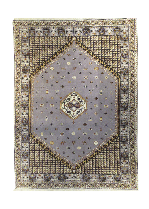 A24651 Oriental Rug Moroccan Handmade Area Tribal 5'0'' x 6'8'' -5x7- Gray Purple Geometric Design