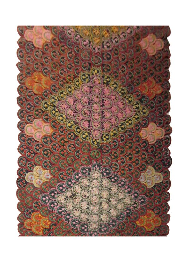 A24941 Oriental Rug Tajik Handmade Runner Tribal Antique 3'5'' x 10'11'' -3x11- Multi-color Red Floral Design