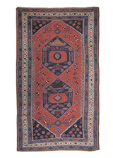 A25085 Persian Rug Malayer Handmade Area Tribal Antique 3'10'' x 7'0'' -4x7- Red Blue Floral Design