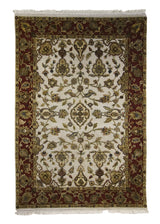 A25117 Oriental Rug Indian Handmade Area Transitional 3'11'' x 5'11'' -4x6- Whites Beige Red Yellow Gold Tea Washed Floral Oushak Design