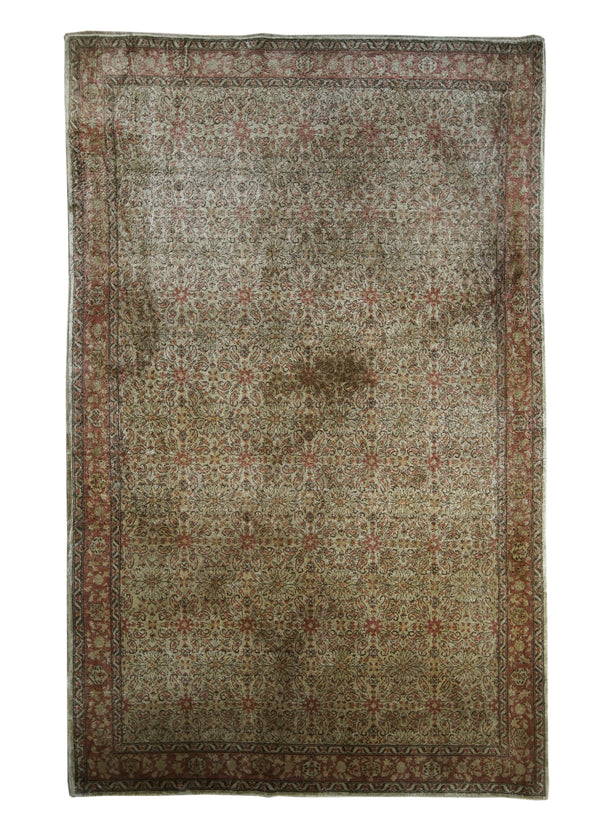 A25143 Oriental Rug Turkish Handmade Area Traditional Vintage 3'4'' x 5'3'' -3x5- Yellow Gold Red Floral Design