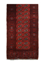 A25388 Oriental Rug Afghan Handmade Runner Tribal 3'8'' x 8'7'' -4x9- Red Bokhara Elephant Foot Design