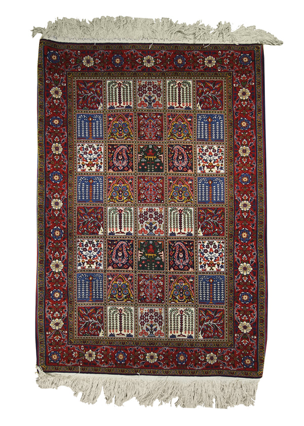 A25559 Persian Rug Sarouk Handmade Area Traditional 3'7'' x 5'2'' -4x5- Multi-color Red Garden Design