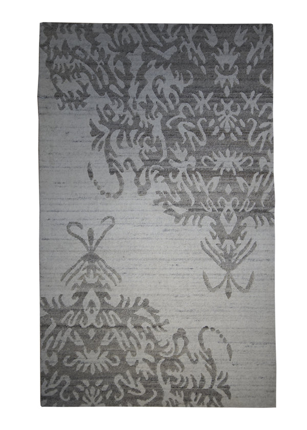 A26205 Oriental Rug Indian Handmade Area Modern Neutral 3'0'' x 4'11'' -3x5- Whites Beige Gray Floral Design