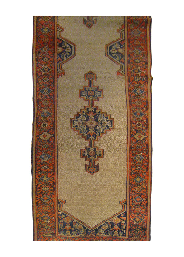 A26661 Persian Rug Sarab Handmade Runner Tribal Antique 3'6'' x 16'2'' -4x16- Whites Beige Red Geometric Design