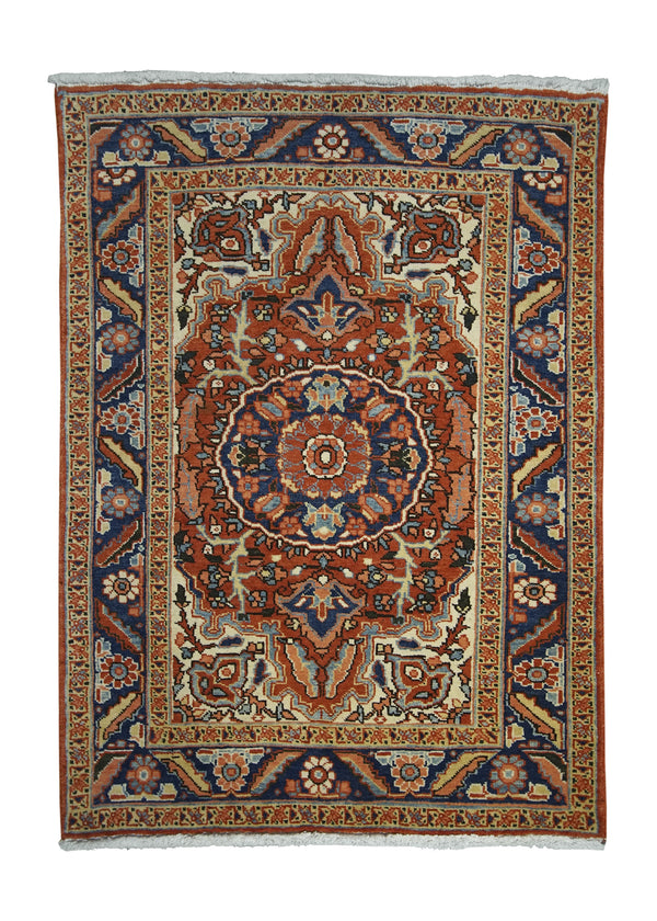 A26675 Persian Rug Heriz Handmade Area Tribal Vintage 3'4'' x 5'7'' -3x6- Red Blue Floral Design