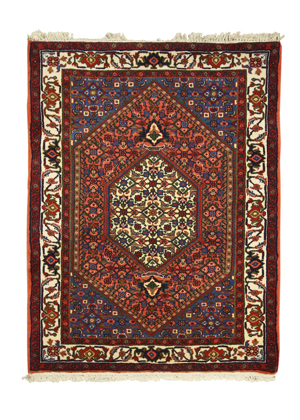 A26825 Persian Rug Songhor Handmade Area Tribal 3'6'' x 4'8'' -4x5- Red Herati Geometric Design