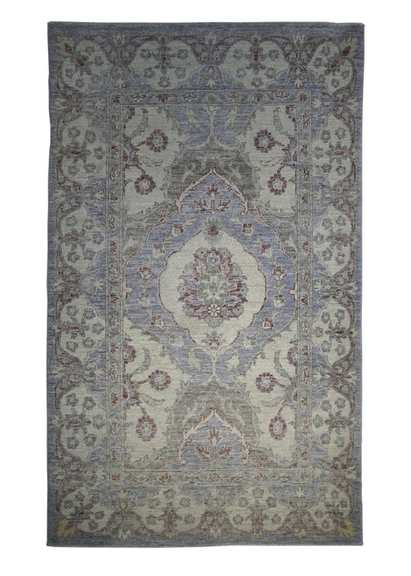A26970 Oriental Rug Pakistani Handmade Area Transitional Neutral 3'1'' x 5'2'' -3x5- Whites Beige Gray Purple Silver Wash Farahan Floral Design