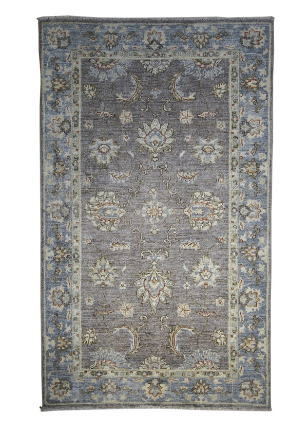 A27220 Oriental Rug Pakistani Handmade Area Transitional 2'10'' x 4'9'' -3x5- Purple Blue Brown Antique Washed Oushak Floral Design