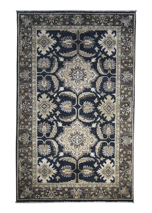 A27222 Oriental Rug Pakistani Handmade Area Transitional 3'0'' x 4'3'' -3x4- Gray Brown Antique Washed Oushak Floral Design